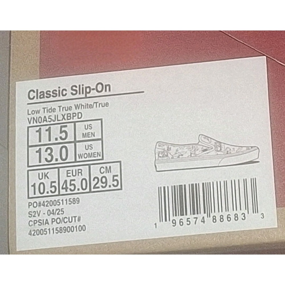 Vans Classic SlipOn Low Tide True White Beach Graphic Skater Surf Shoes Men 11.5 - Picture 8 of 8